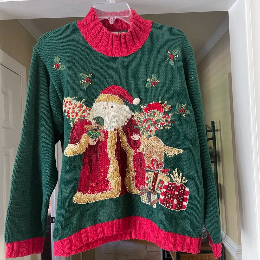 Tiara Green and Red Santa Sweater